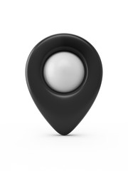 Black map pointer isolated on white background