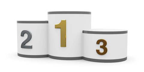 White and gray cylinder podium #3