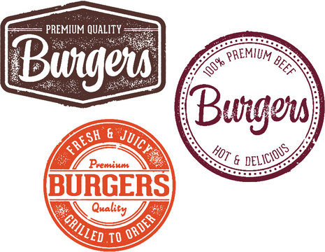 Vintage Burgers Restaurant Stamp Designs