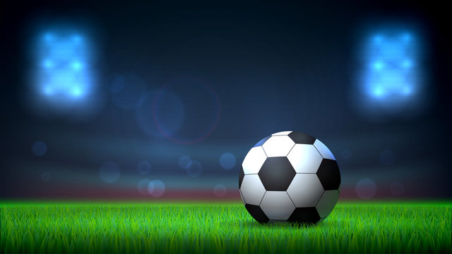 Soccer ball on the grass, soccer stadium