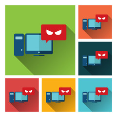 Alert notification on desktop computer vector, malware concept, spam data, fraud internet error, insecure connection, online scam, virus