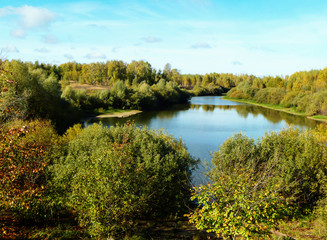 Landscape with type on lake