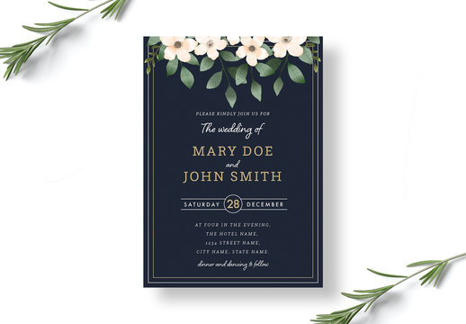 Botanical Wedding Invitation Layout