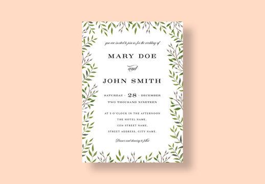 Botanical Wedding Invitation Layout