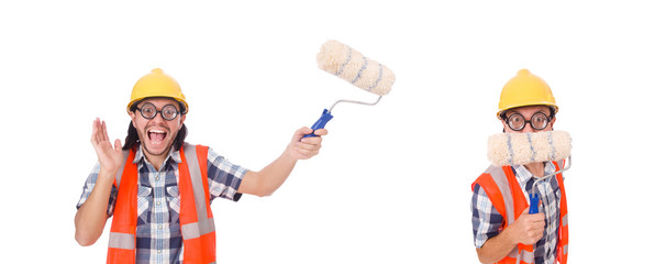 The funny painter isolated on white
