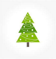 Cute green Christmas tree icon