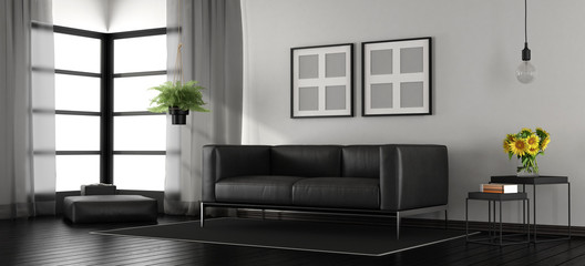 Black and white modern living room