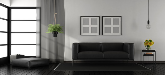 Black and white minimalist living room