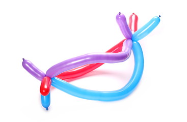 Colorful balloons in abstract shapes, isolated on white background