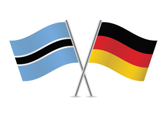 Botswana and Germany flags.Vector illustration.