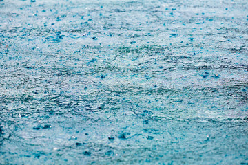 Hotel swimming pool with raining