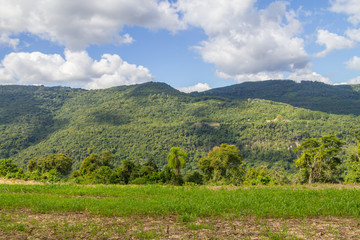 Naklejka premium Farm in Valley and mountains in Nova Petropolis