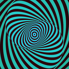 Fototapeta na wymiar Colorful hypnotic psychedelic spiral. Modern vector illustration with optical illusion. Twisted striped round shape. Magical decorative background. Element of design.