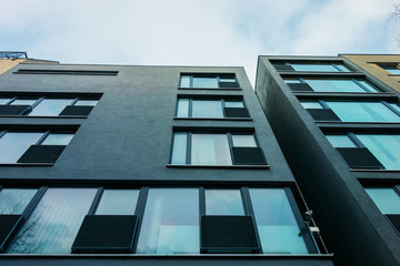 very modern concrete facade with big windows