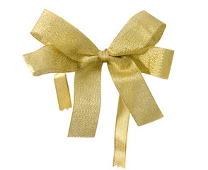 gold ribbin bow isolated on white background