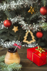 yerba mate with christmas tree. yerba mate christmas concept 