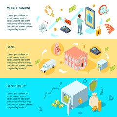 Bank Horizontal Isometric Banners
