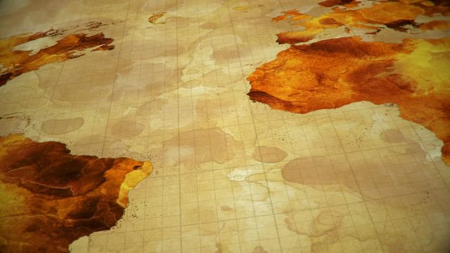 Old vintage World map with grunge texture. Computer generated seamless loop animation 4k UHD (3840x2160)
