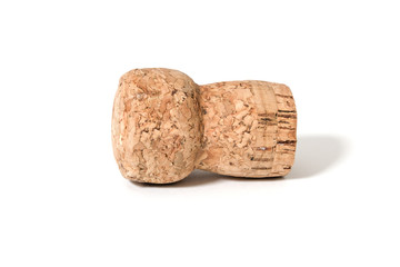 Cork from champagne wine bottle - concept isolated on white background with copy space