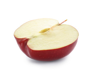 Half of ripe red apple on white background