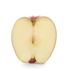 Half of ripe apple on white background