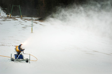 snow cannon on the ski slopes