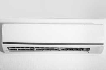 Air conditioner on wall in modern flat