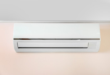 Air conditioner on wall in modern flat