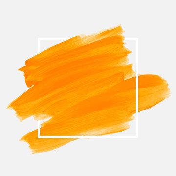 Logo brush painted watercolor abstract background design illustration vector over square frame. Perfect painted design for headline, logo and sale banner. 