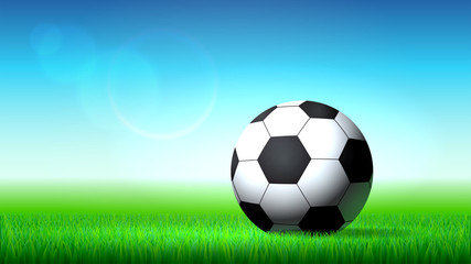 Soccer ball on the grass, soccer stadium