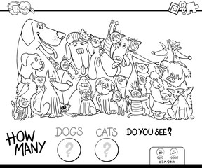 how many dogs and cats coloring book