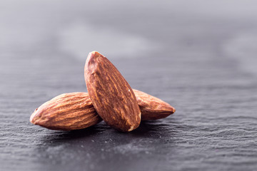 group of almonds isolated on white