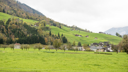 Fototapeta na wymiar Engelberg, Switzerland, October 29;2017; Beautiful view of countryside village and mountain at autumn in Engelberg, Switzerland