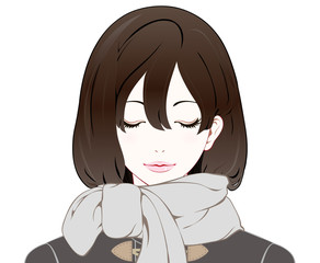 女性の表情 / 冬服 / 閉じ目