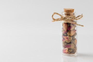 Dried flowers in a flask sealed tube
