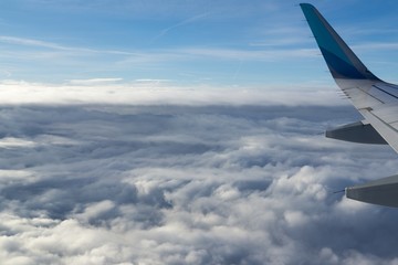 Over the clouds. Photo from plane.