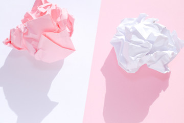 Pink and White crumpled papers