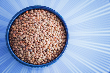 Lentils vegetarian food in ceramic bowl