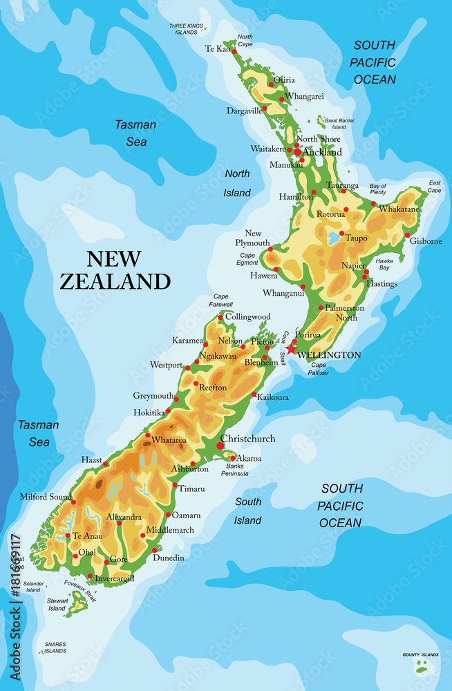 Canvas Prints new zealand physical map