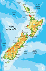 New Zealand physical map