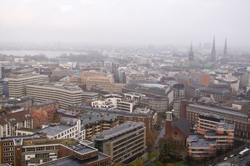 Fototapeta na wymiar Aerial view to Hamburg city. Germany