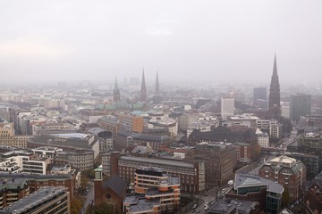 Aerial view to Hamburg city. Germany