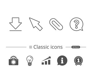 Download, Attachment clip and Cursor line icons.