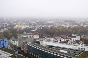 Aerial view to Hamburg city. Germany