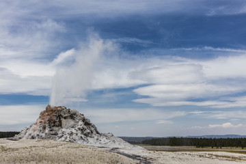 Fototapeta na wymiar Yellowstone National Park, Teton County, Wyoming, United States. White Dome Geyser erupts.
