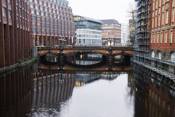 Hamburg streets and canals. Germany