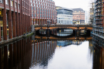 Hamburg streets and canals. Germany