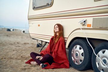 Beautiful young woman on vacation at sea, ocean, beach, summer
