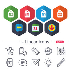 Sale price tag icons. Discount symbols.