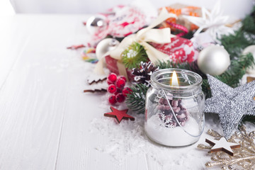 candle and Christmas decoration